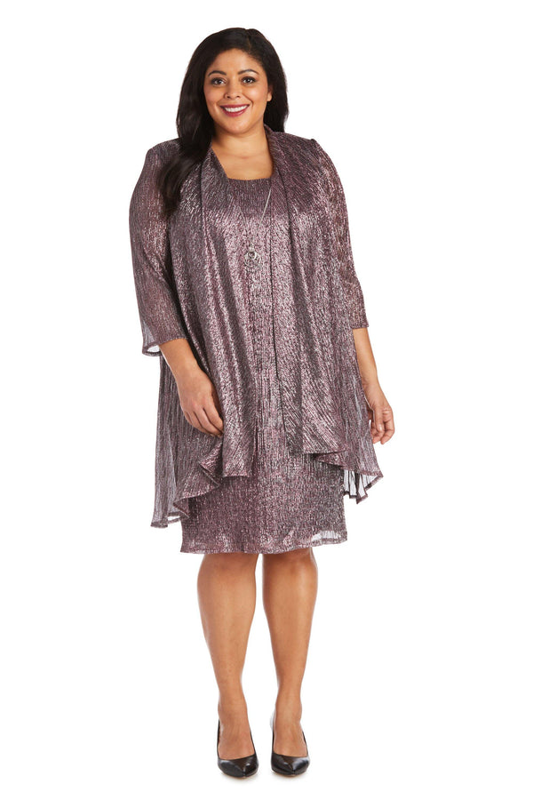 Metallic Plus Size Dress Short R&M Richards 7261W