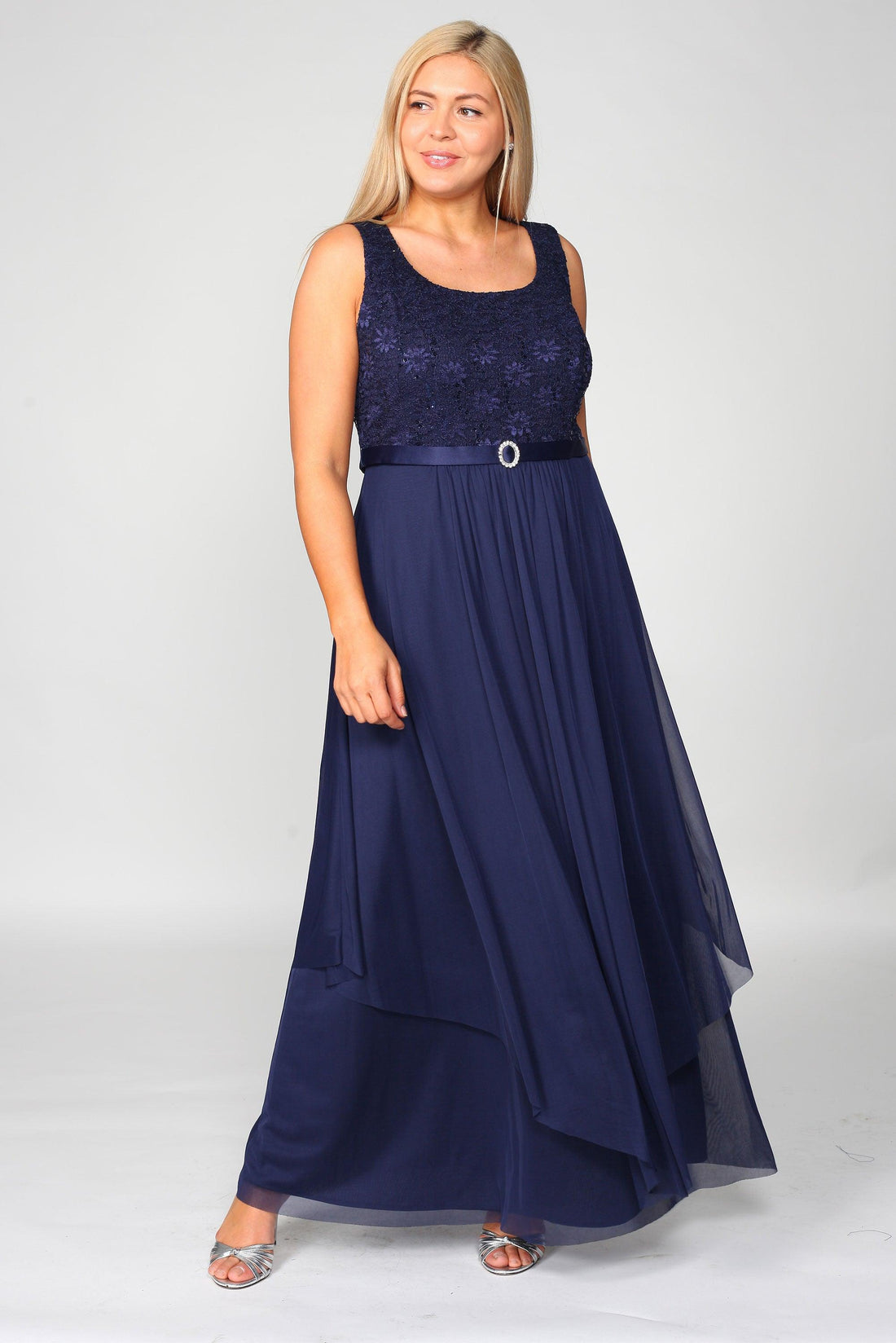 Silver R&M Richards 7300 Long Mother Of Bride Formal Jacket Dress for ...
