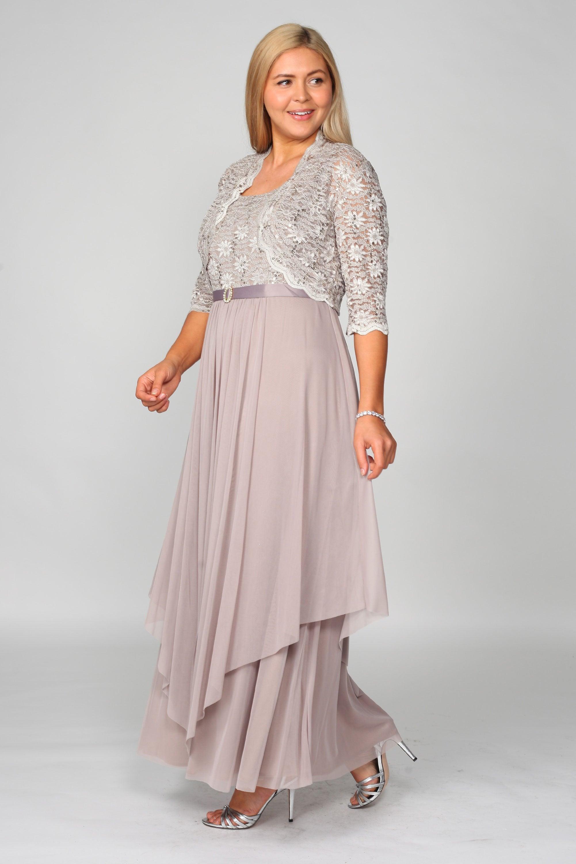 Eggplant R&M Richards 7300W Long Mother-of-the-Bride Plus-Size Jacket