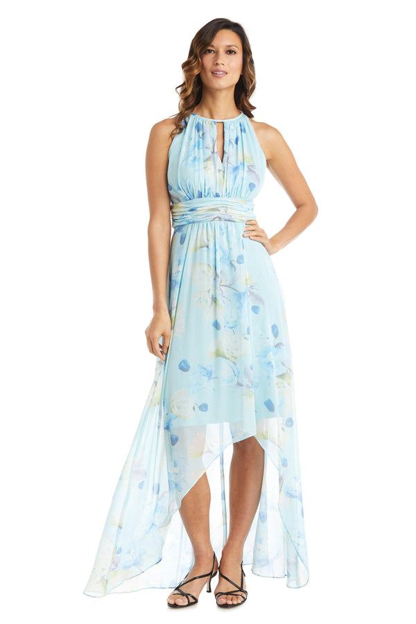Floral Print Chiffon Gown High Low R&M Richards 7314