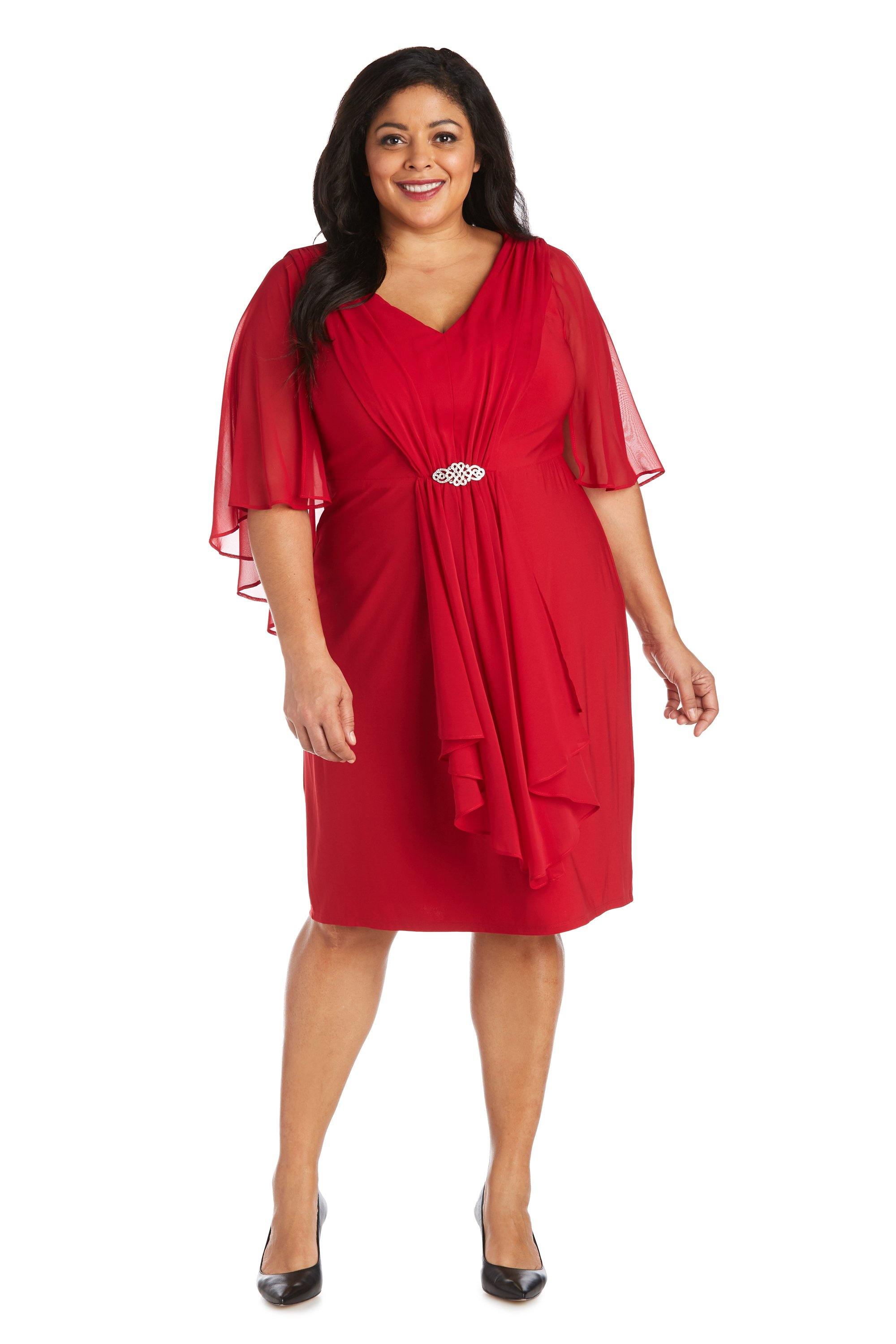 R&M Richards Women's Plus Size Velvet Cocktail Dress - V-Neck Party Gown