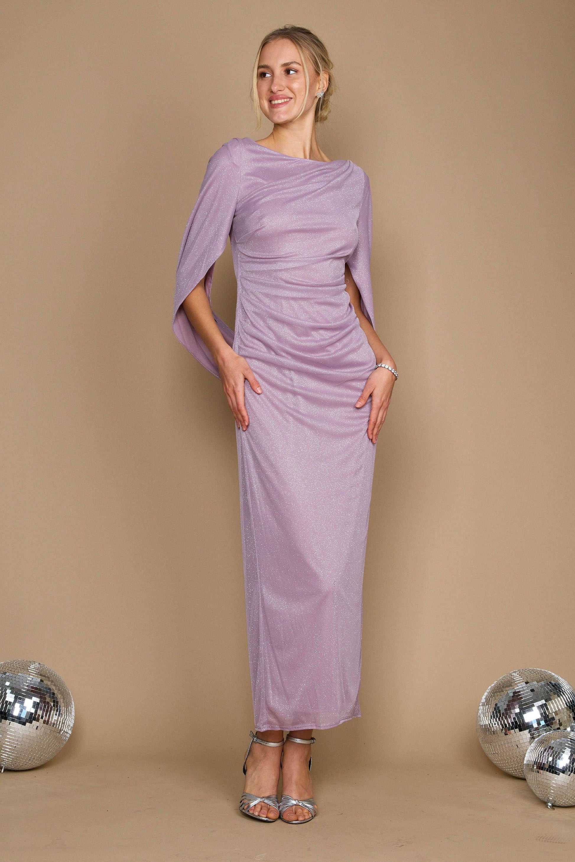 R&M Richards 7424 Long Formal Glitter Chiffon Dress