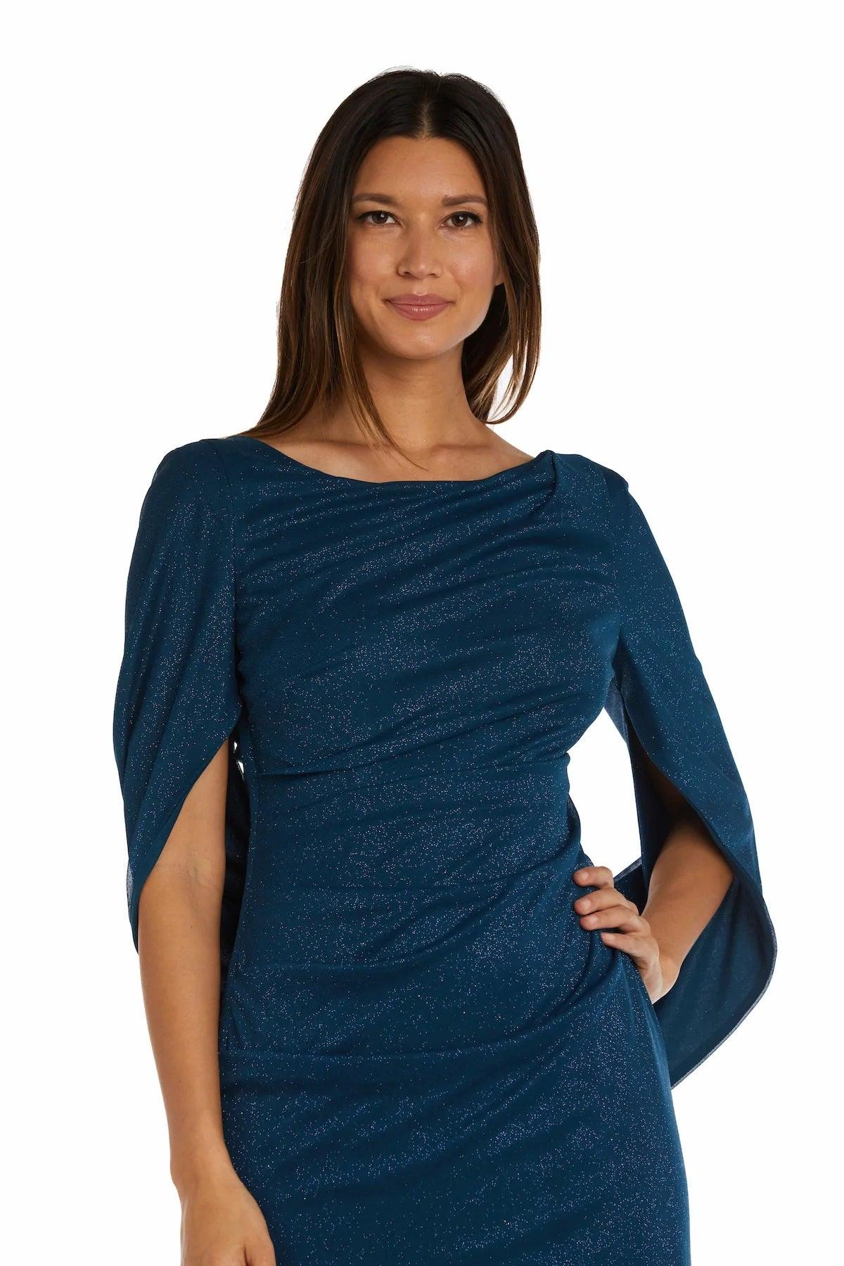 R&M Richards 7424 Long Formal Glitter Chiffon Dress