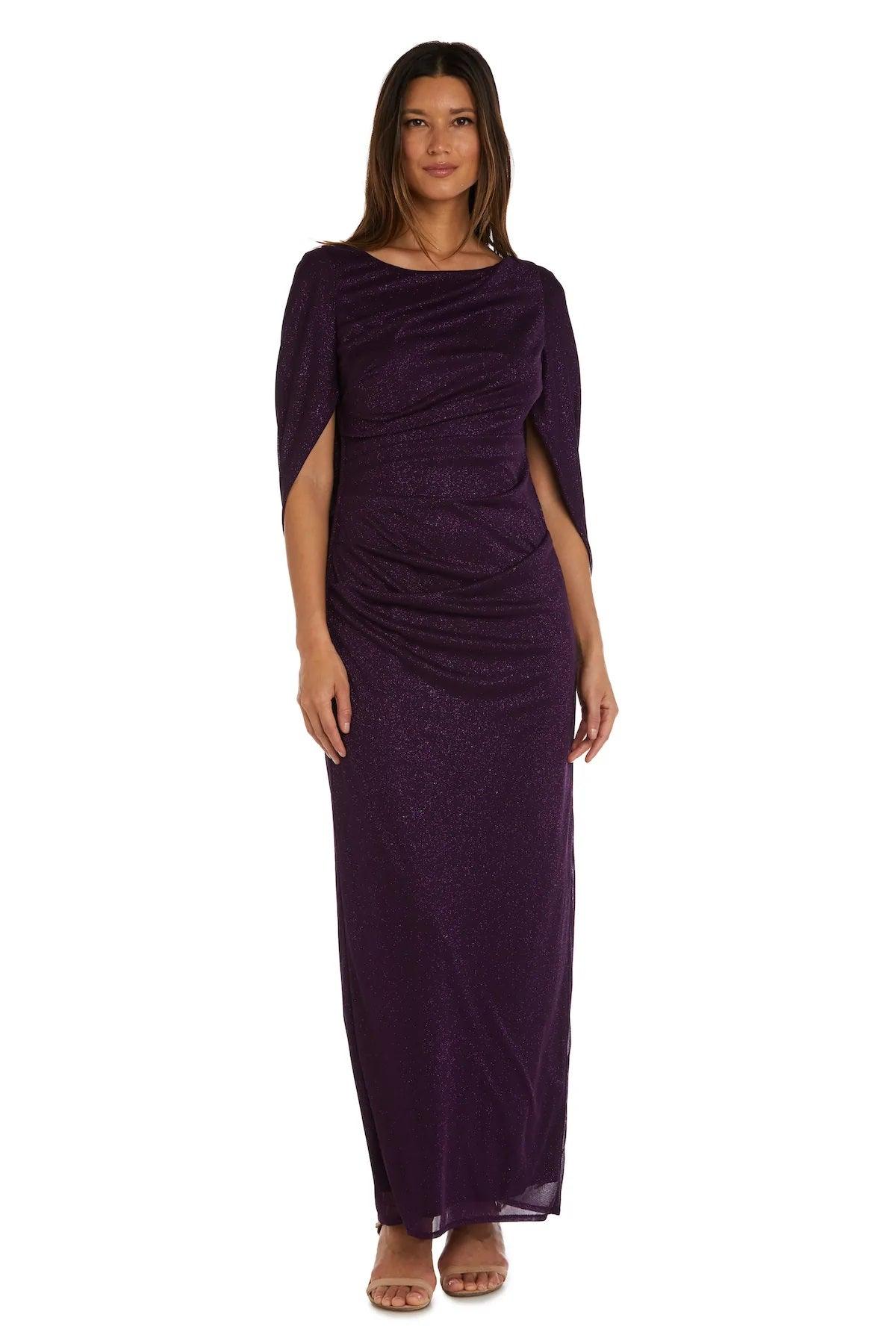 R&M Richards 7424 Long Formal Glitter Chiffon Dress