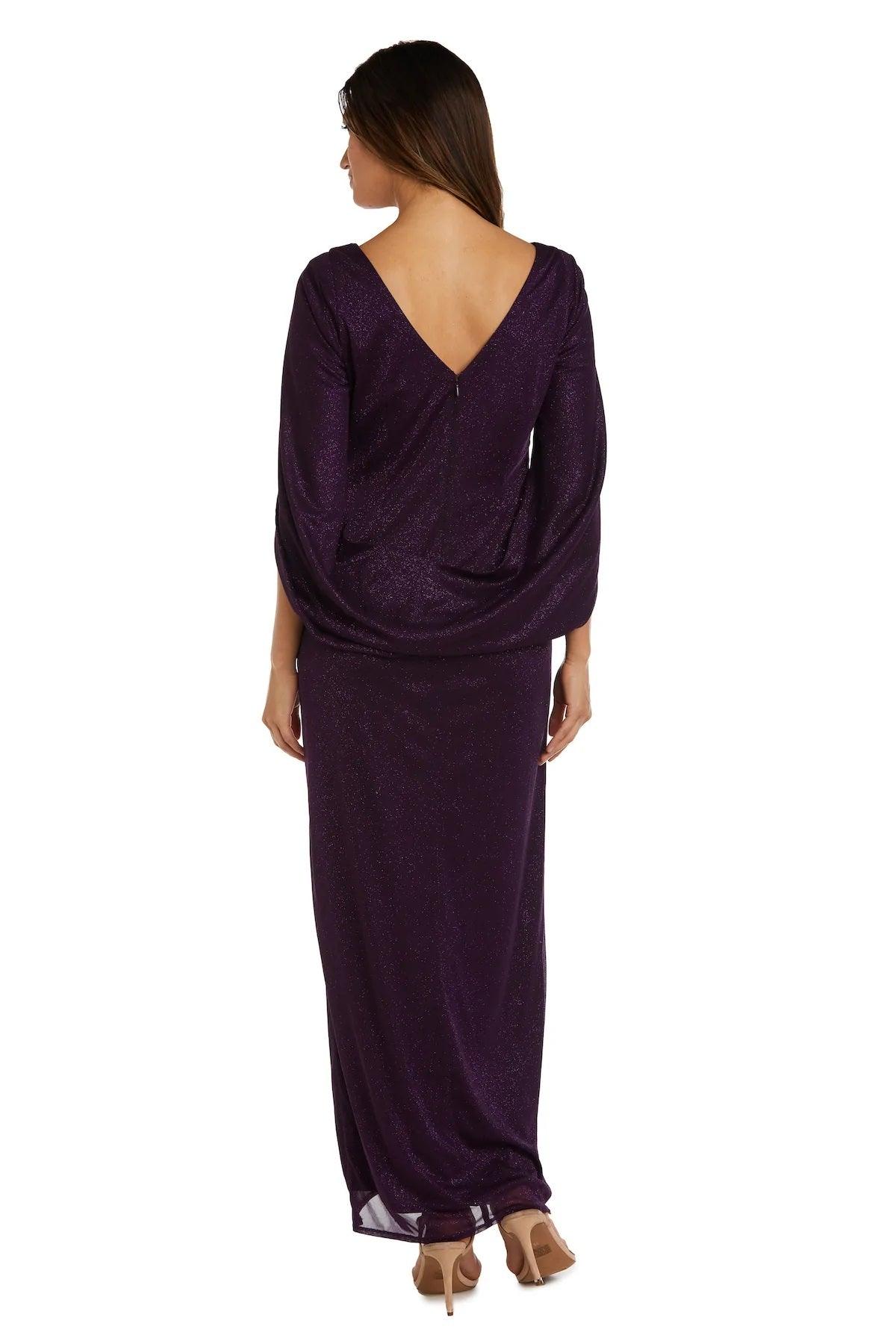 R&M Richards 7424 Long Formal Glitter Chiffon Dress