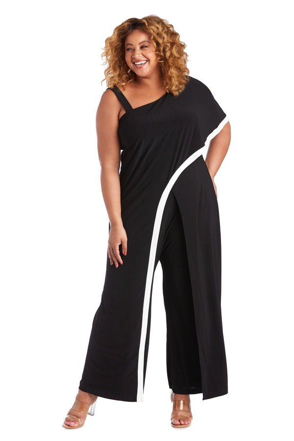 Plus Size One Shoulder Jumpsuit One Shoulder R&M Richards 7438W