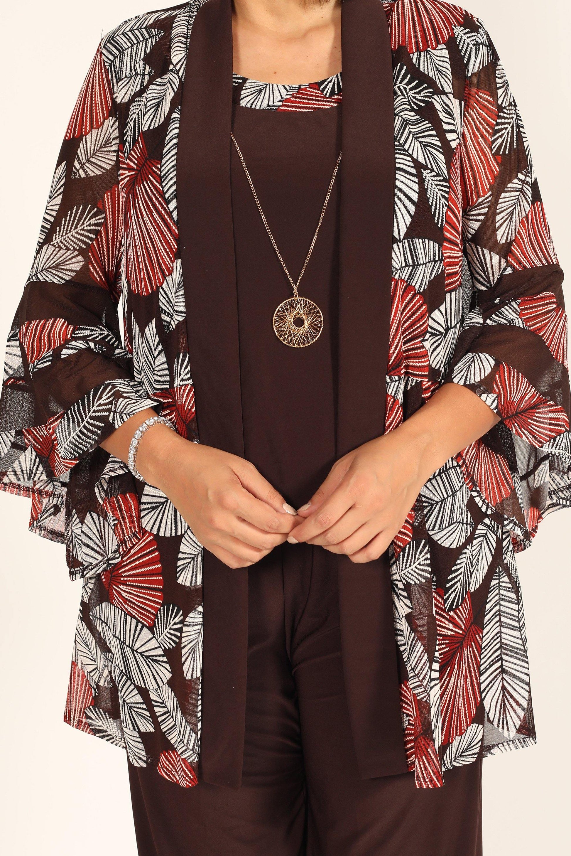 R&M Richards 7496W Plus Size Two Piece Print Pant Suit