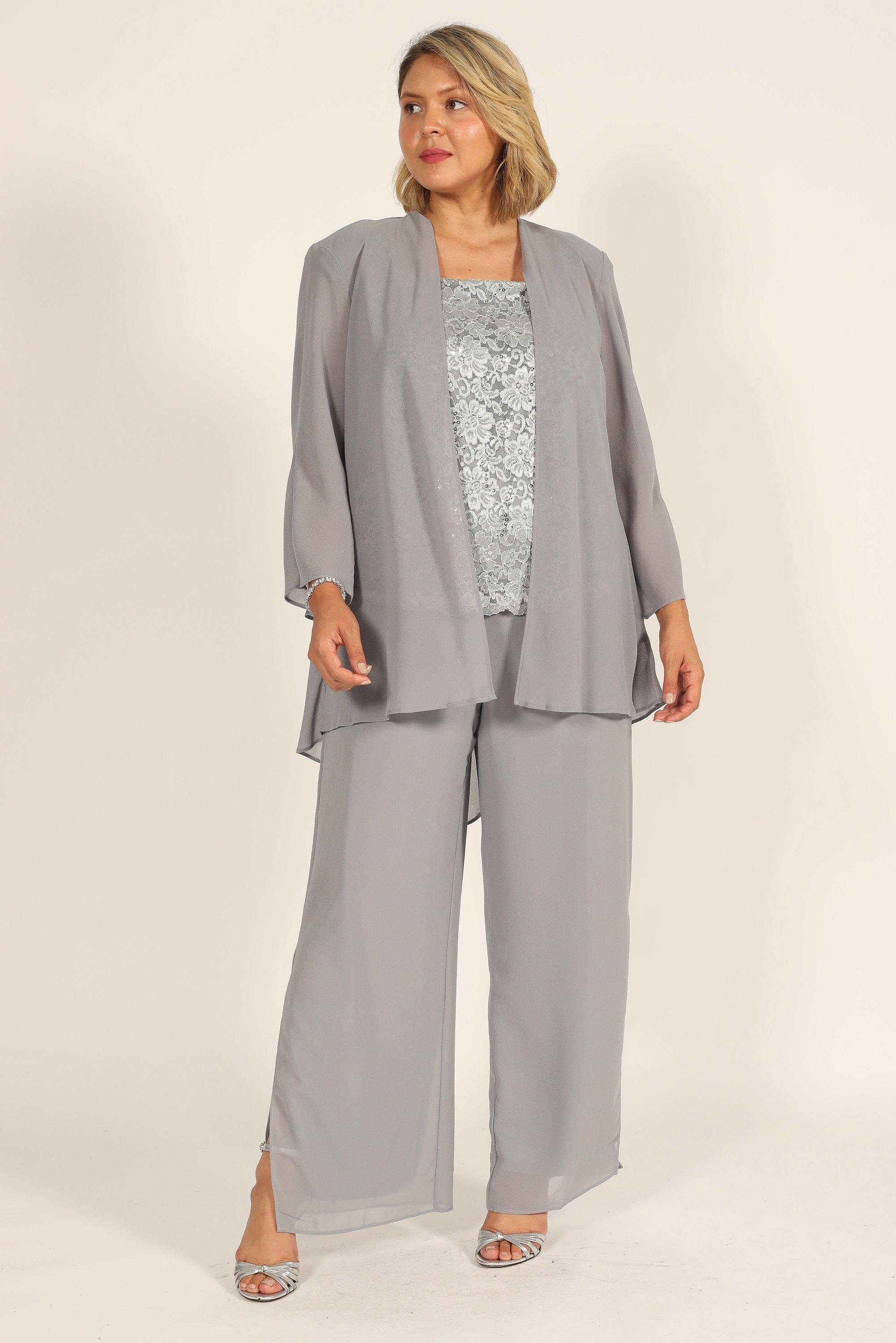 R&M Richards Mother of the Bride Pant Suit Silver