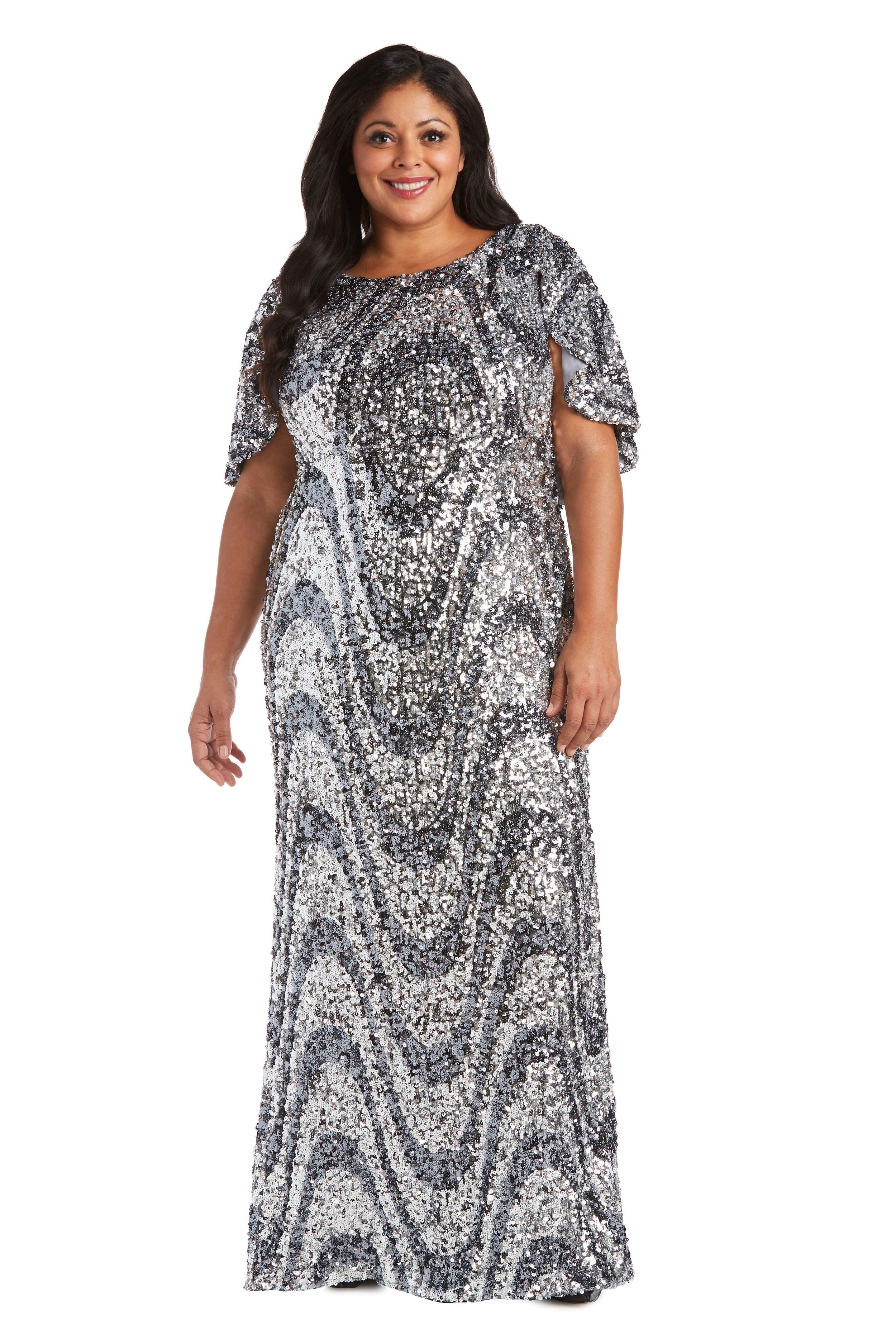 R&M Richards Long Mother of the Bride Plus Size Dress 7510W - The Dress Outlet