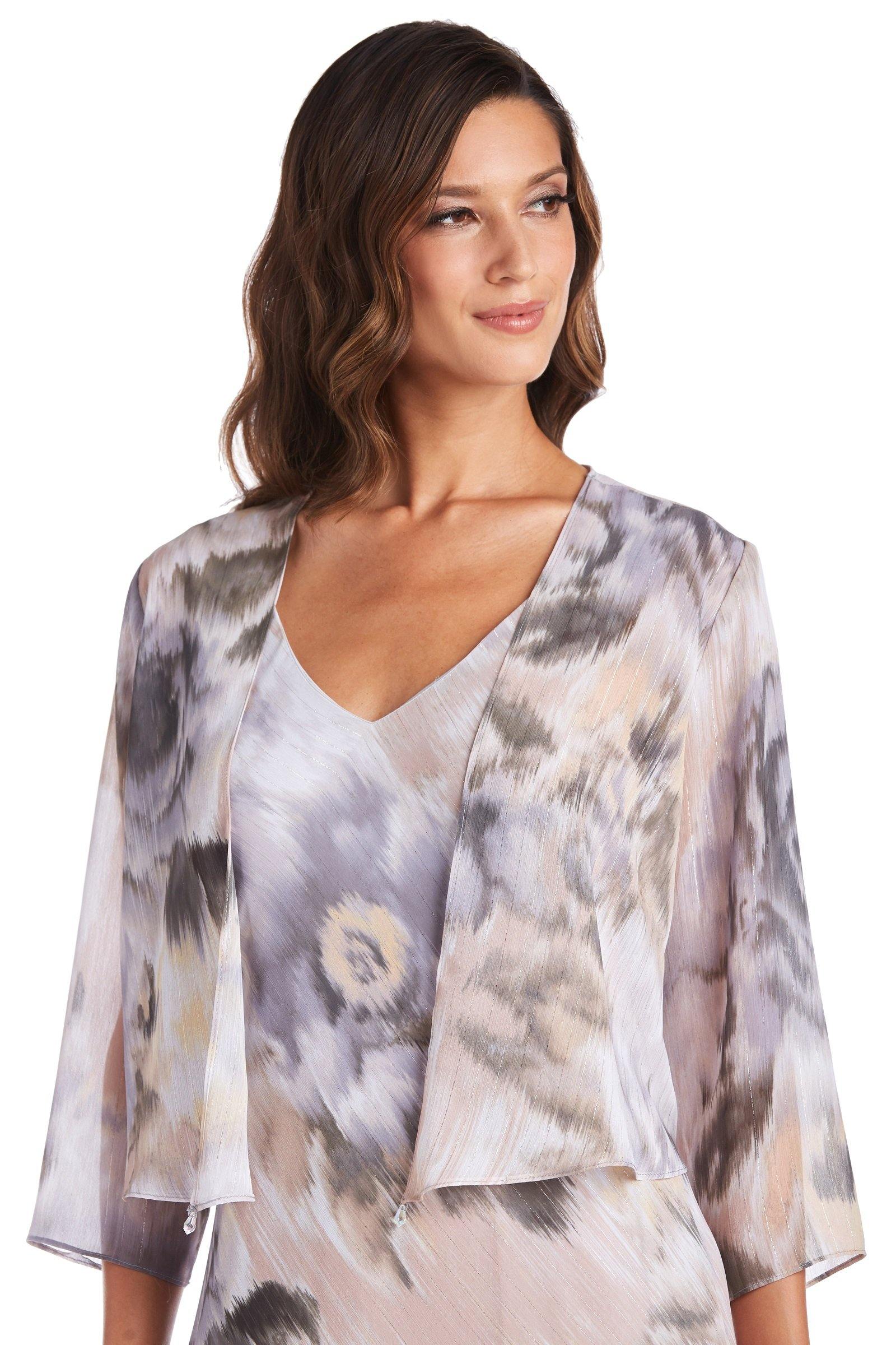 R&M Richards 7736 High Low Printed Jacket Dress