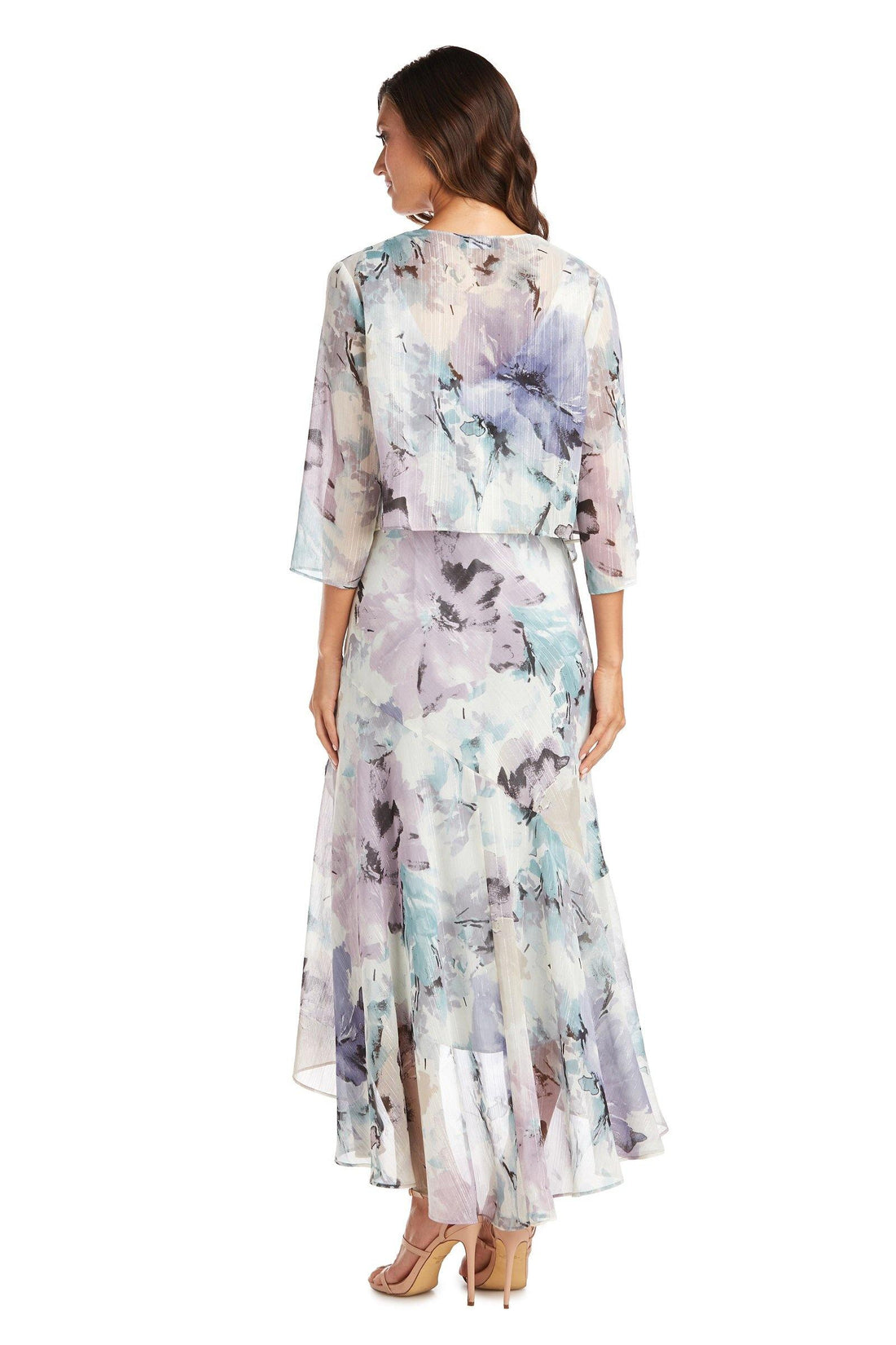 Blue/Lavender R&M Richards 7763 High Low Printed Jacket Dress for $99.0 ...