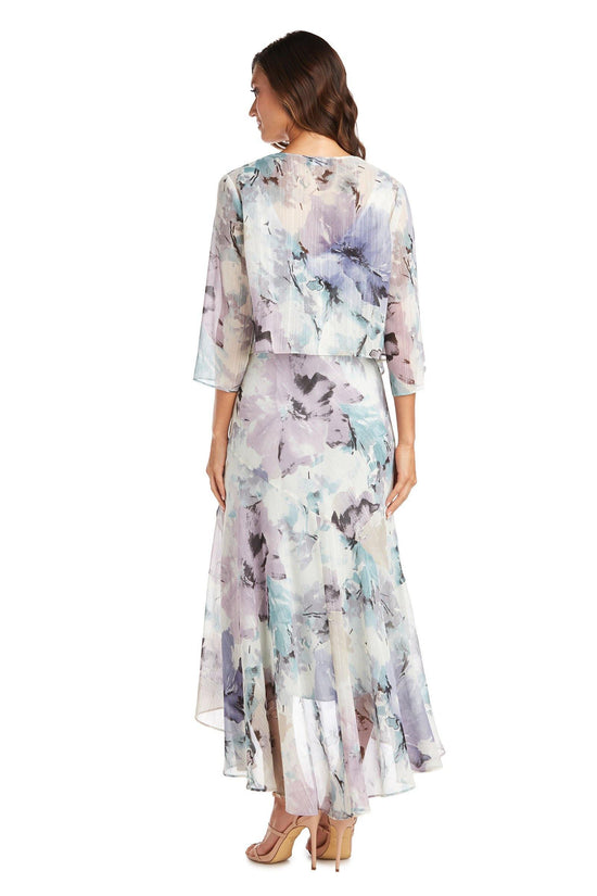 Blue/Lavender R&M Richards 7763 High Low Printed Jacket Dress for $86. ...