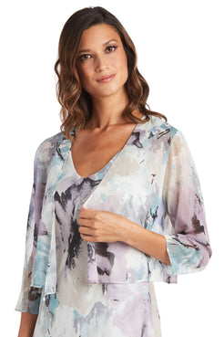 Blue/Lavender R&M Richards 7763 High Low Printed Jacket Dress for $99.0 ...