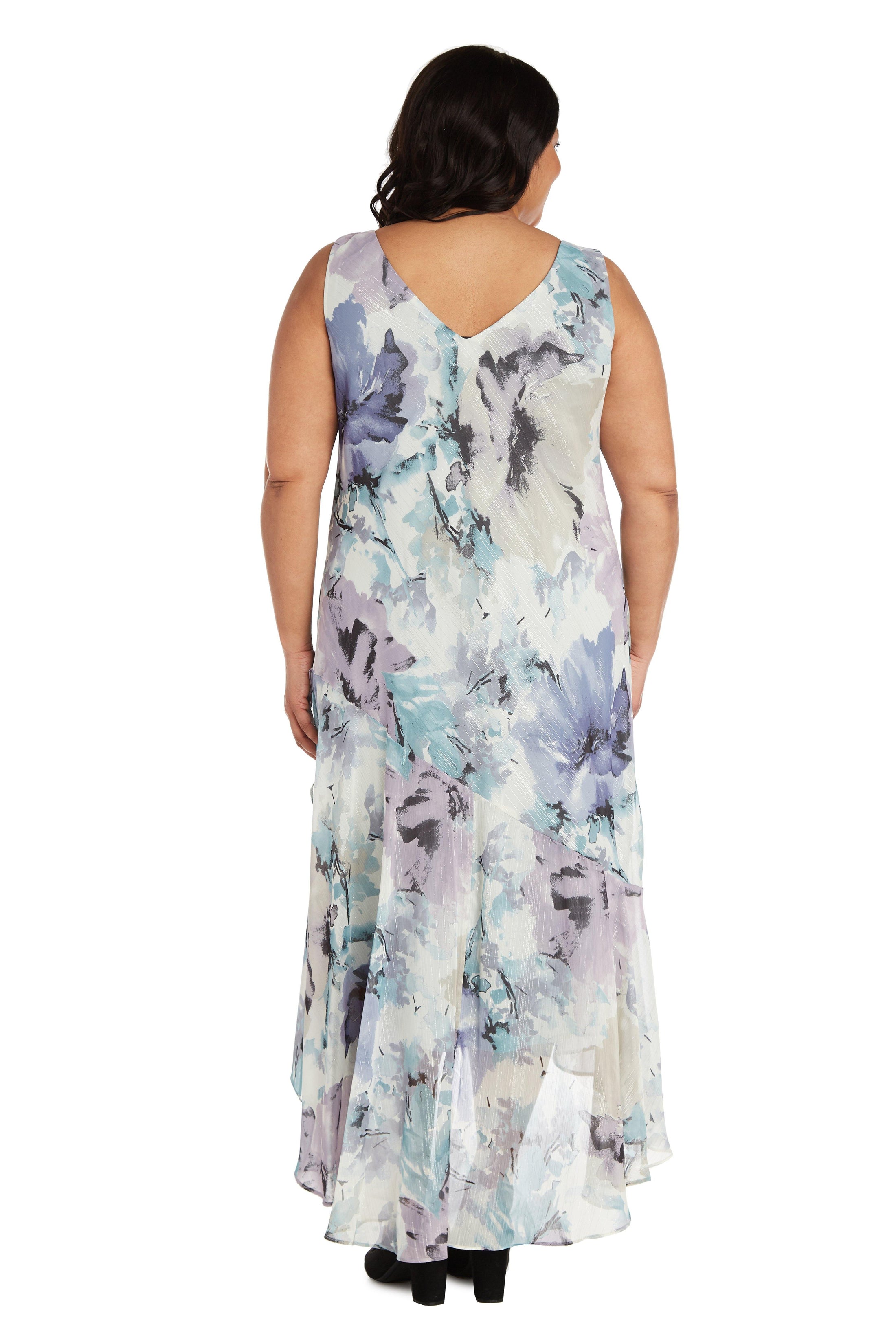 Blue/Lavender R&M Richards 7763W Plus Size High Low Jacket Dress for ...