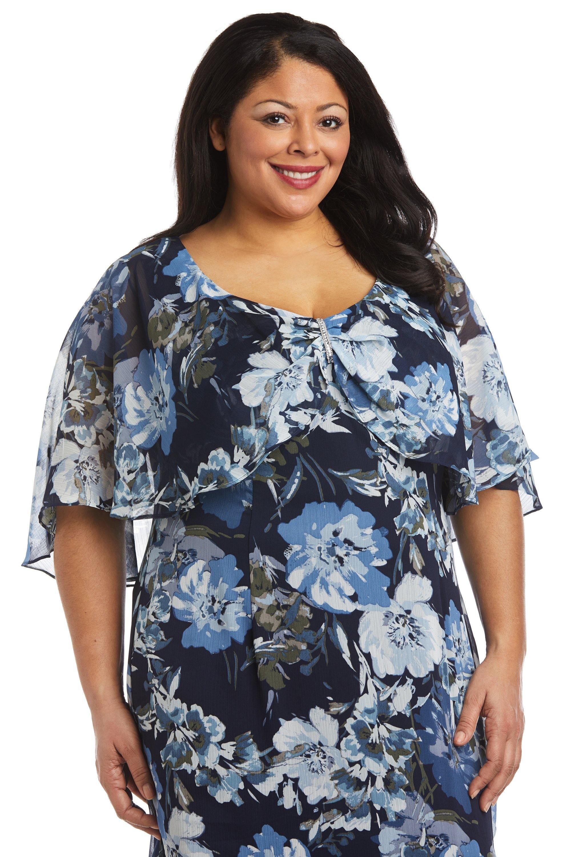 white christmas dresses R&M Richards 7770W Plus Size High Low Chiffon Dress