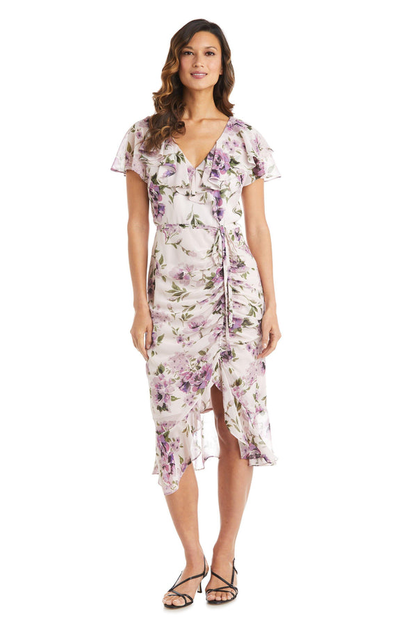 Floral Chiffon Dress High Low R&M Richards 7776