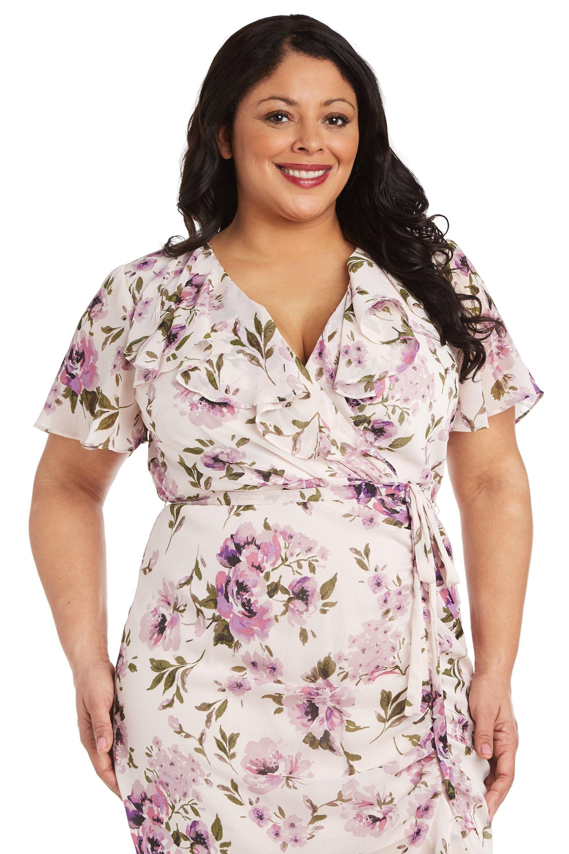 R&M Richards 7776W High Low Plus Size Chiffon Dress