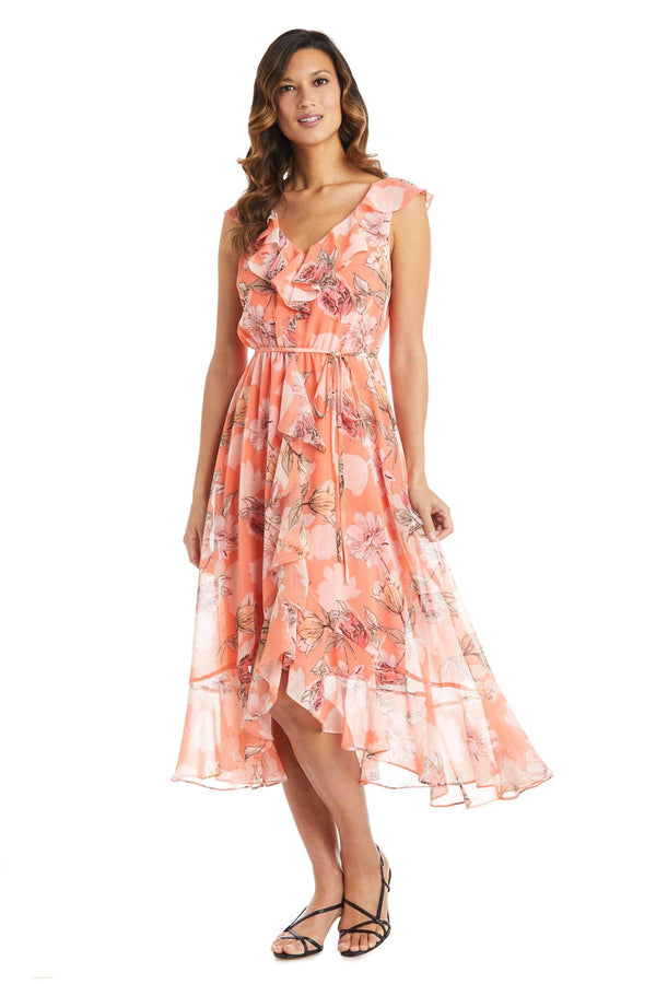 High Low Print Dress Chiffon R&M Richards 7804