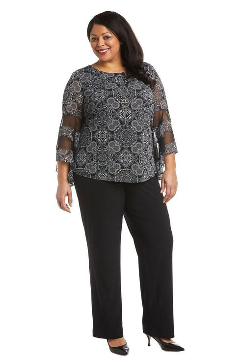 Black/Taupe R&M Richards 7848W Two Piece Plus Size Pant Set for $78.99 ...