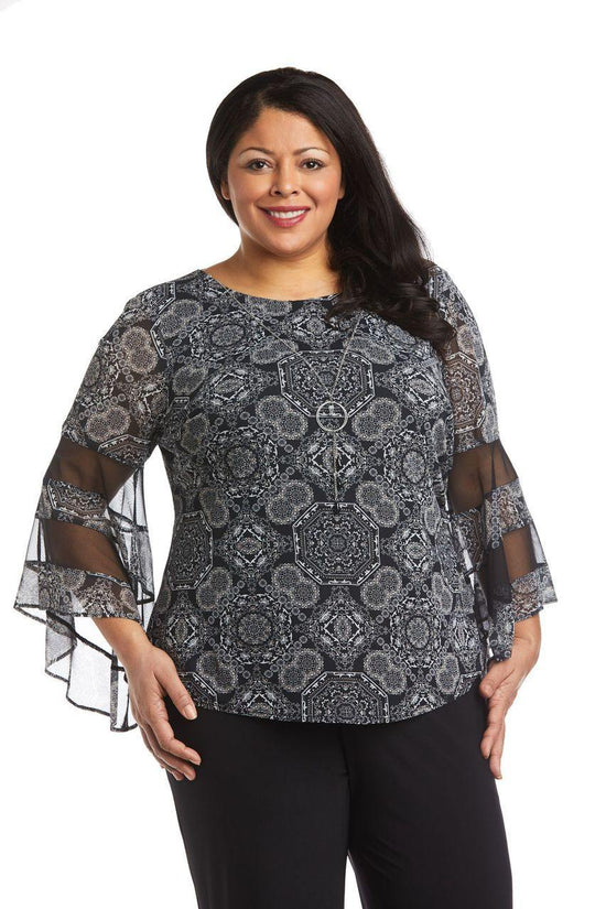 Black/Taupe R&M Richards 7848W Two Piece Plus Size Pant Set for $78.99 ...