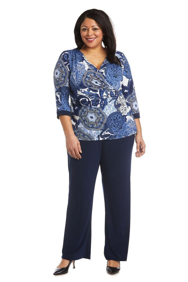 Plus Size Two Piece Pant Set Set R&M Richards 7854W