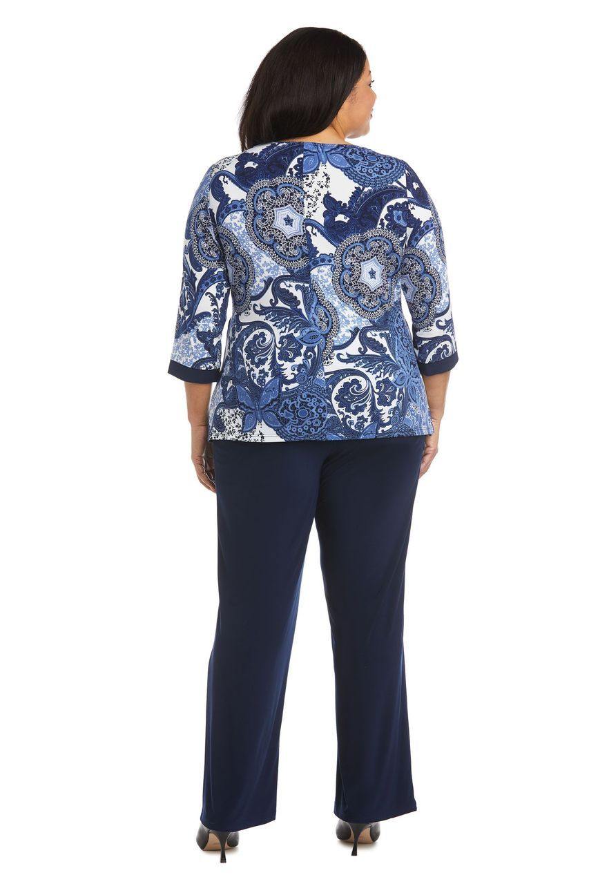 R&M Richards 7854W Plus Size Two Piece Pant Set