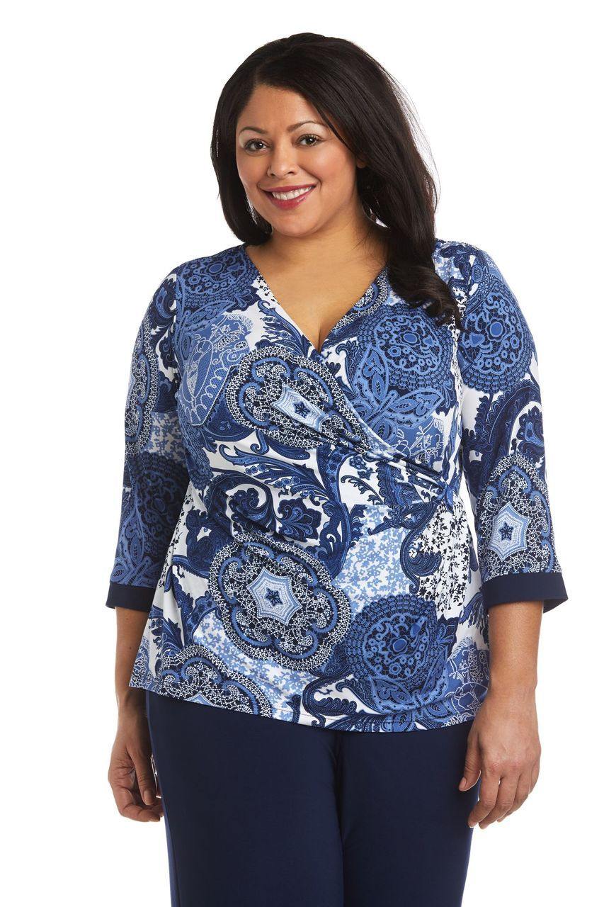 R&M Richards 7854W Plus Size Two Piece Pant Set
