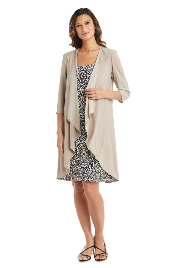 Short Print Dress Two Piece Jacket R&M Richards 7877