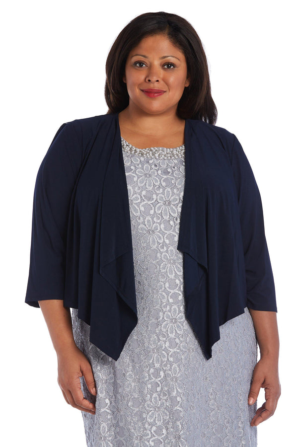 Long Sleeves Plus Size Jacket Open R&M Richards 7894W