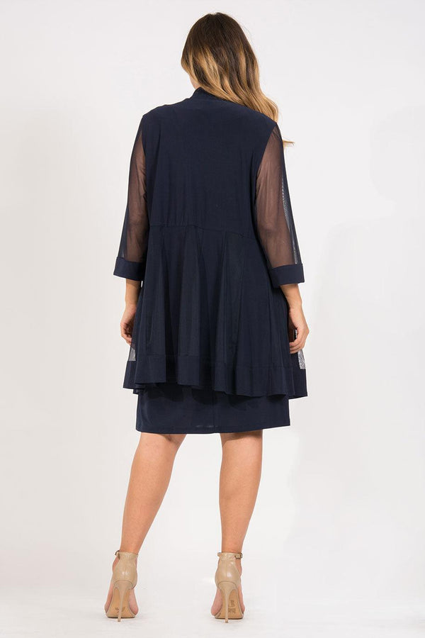 R&M Richards Short Mother of the Bride Formal Dress Navy