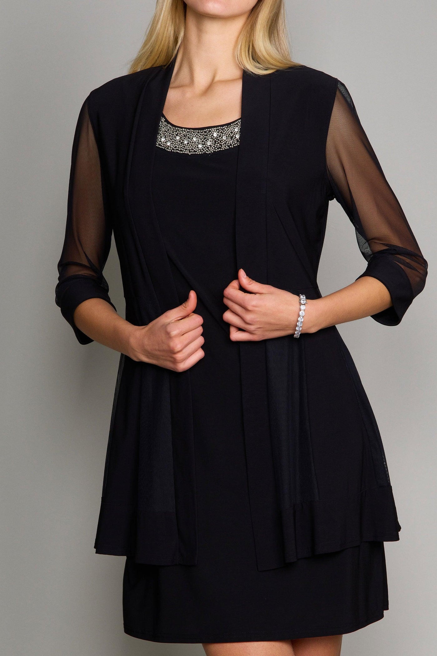 R&M Richards 8442 Short Mother Of The Bride Formal Dress Black