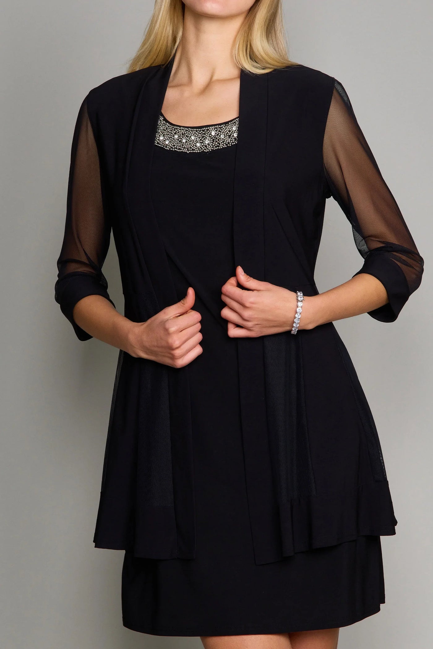 R&M Richards Short Mother of the Bride Plus Size Dress Black