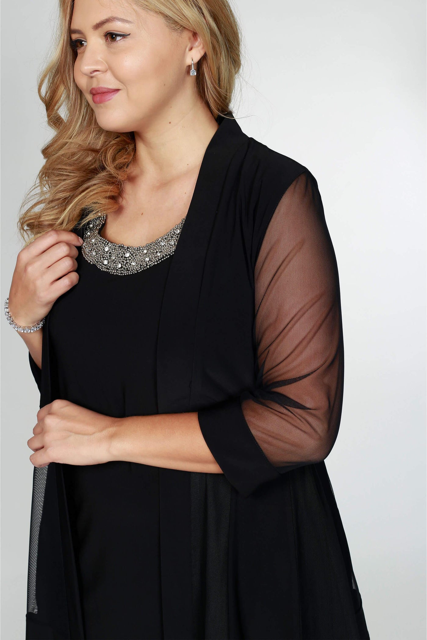 R&M Richards Short Formal Mother of the Bride Plus Size Dress Black