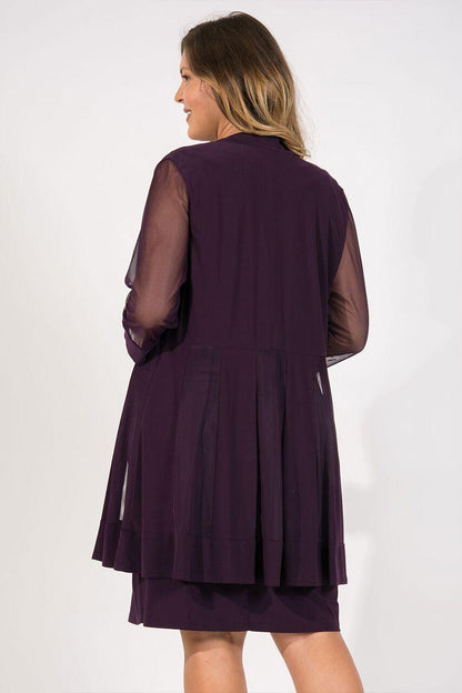 R&M Richards Short Formal Mother of the Bride Plus Size Dress Plum