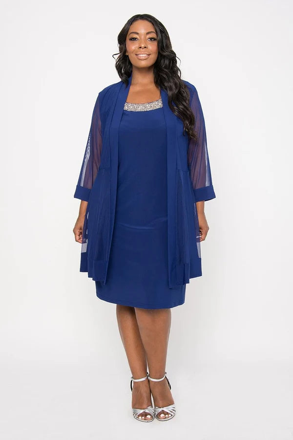 Short Beaded Jacket Dress R&M Richards 8442