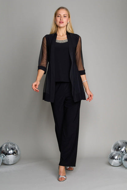 R&M Richards 8764 Mother Of The Bride Formal Pants Suit Black