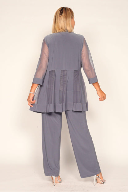 R&M Richards Mother of the Bride Formal Pants Suit Charcoal