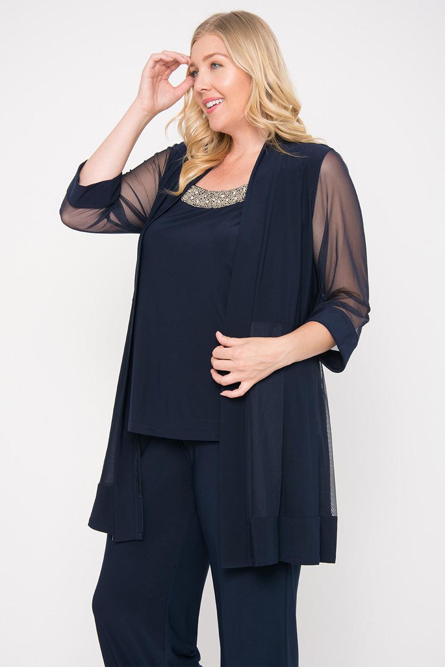 Navy R M Richards 8764W Plus Size Formal Pants Suit for 79.0 The Dress Outlet