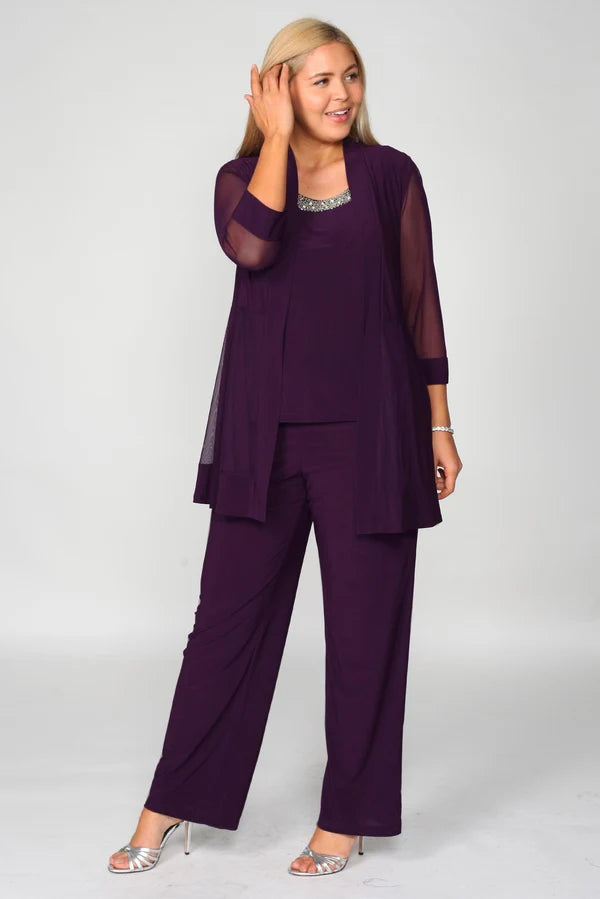 Mother Of The Bride Pant Suit Plus Size R&M Richards 8764W