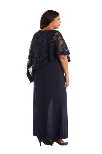 R&M Richards Long Plus Size Mother of the Bride Formal Dress 8899W - The Dress Outlet