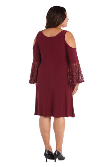 R&M Richards Women's Plus Size Empire Waist Cold Shoulder Dress with  Sleeves