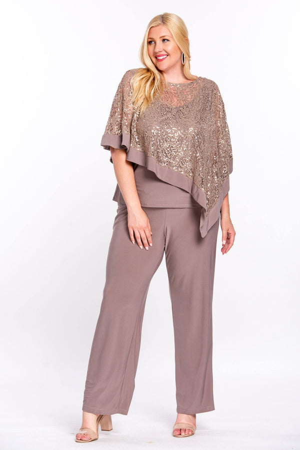 Long Formal Pant Suit Poncho R&M Richards 8998