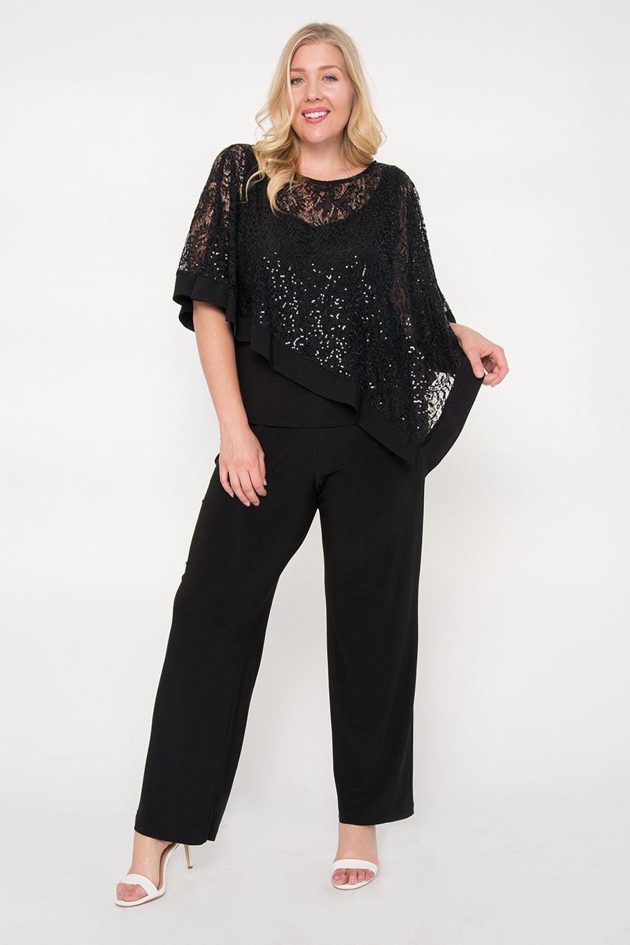 R&M Richards Plus Size Formal Dress Cape Pants Suit - The Dress Outlet R&M Richards