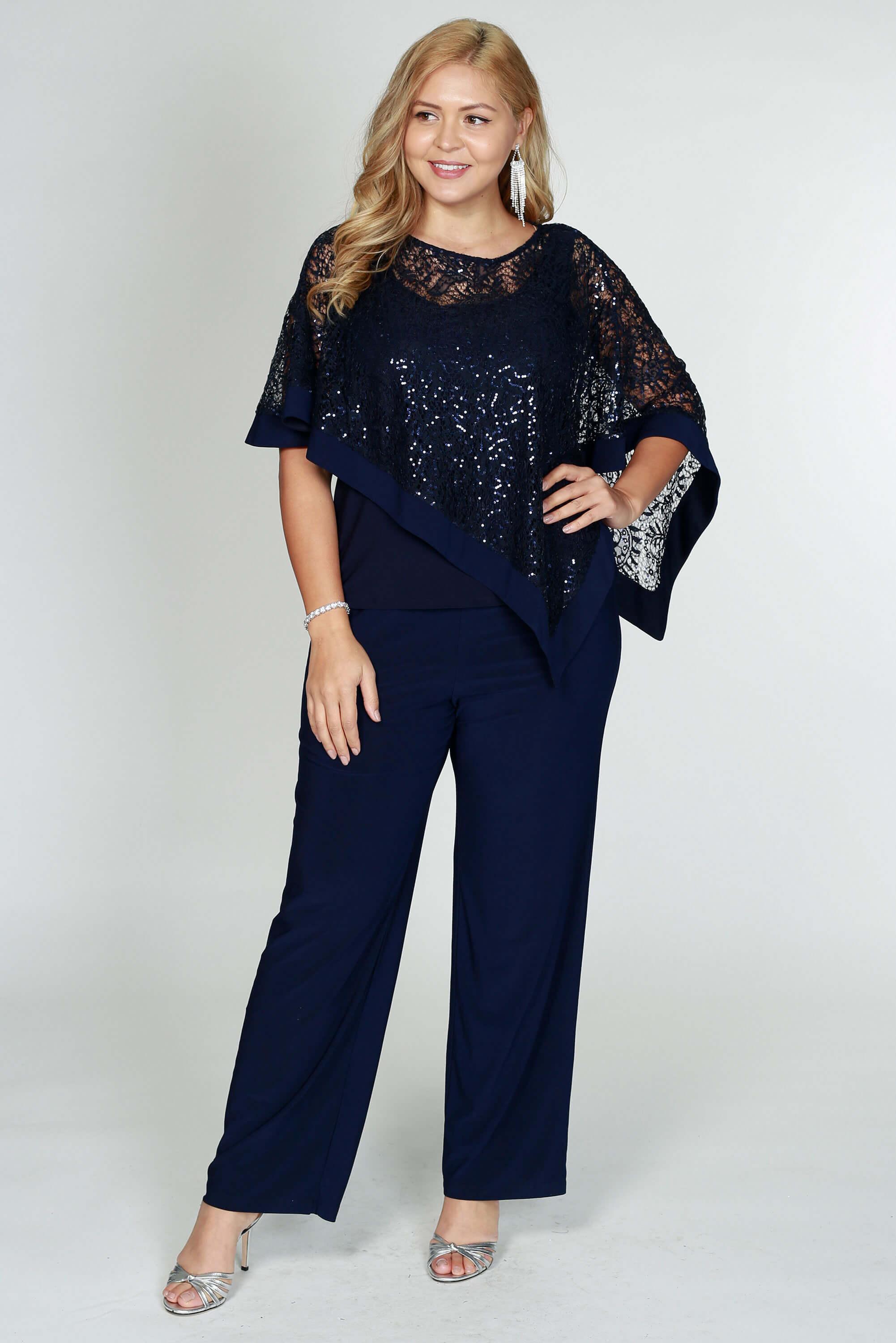 R&M Richards Plus Size Formal Dress Cape Pants Suit - The Dress Outlet R&M Richards