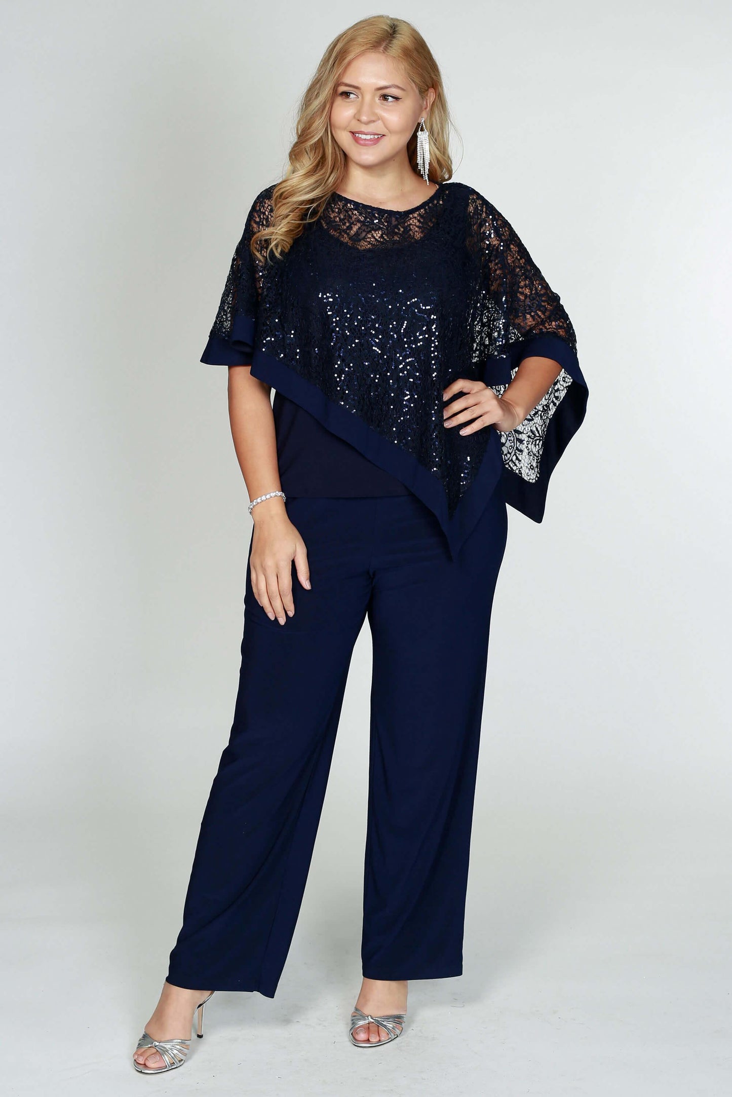 R&M Richards Plus Size Formal Dress Cape Pants Suit - The Dress Outlet R&M Richards