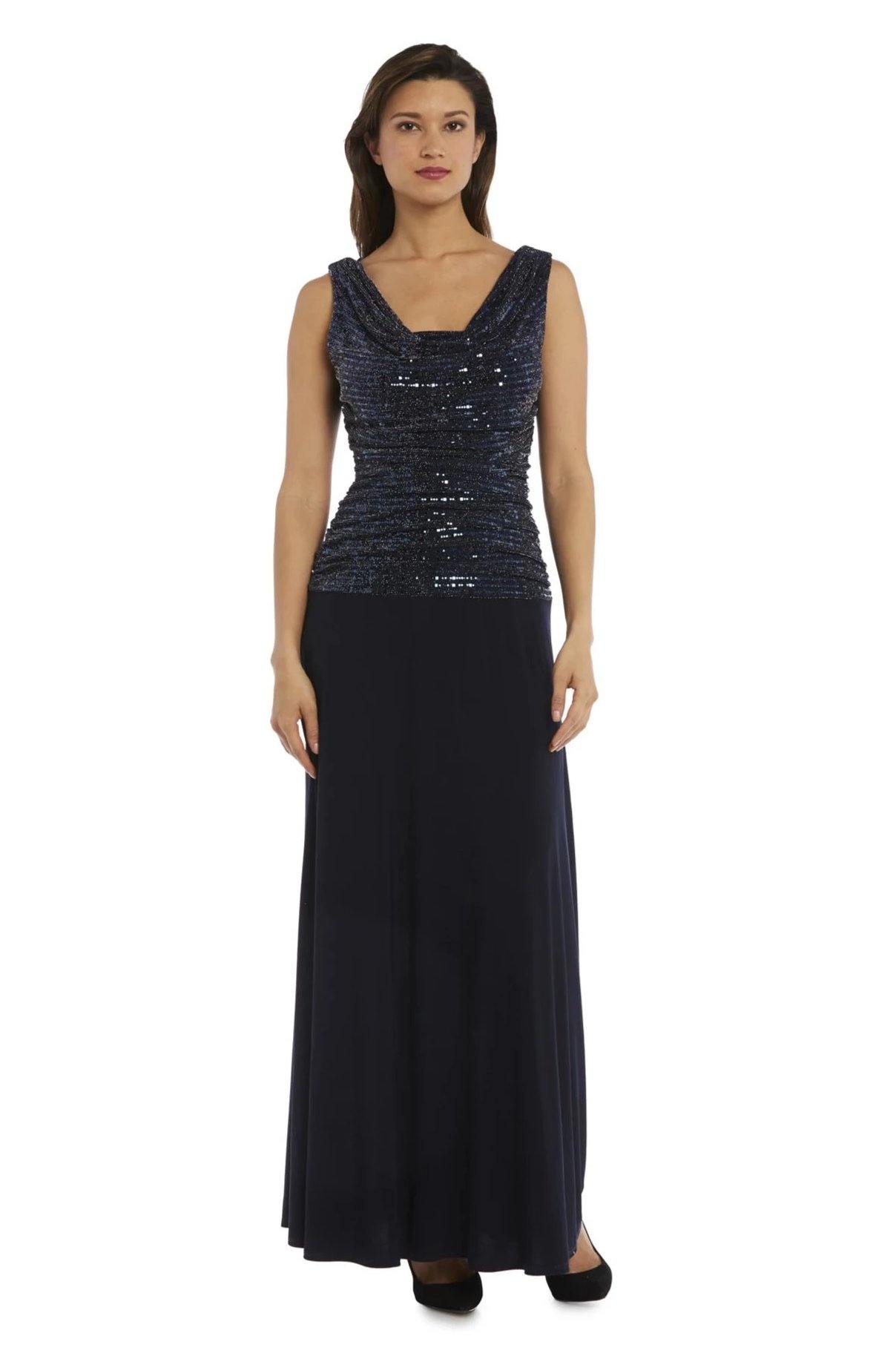 Navy/Silver R&M Richards 9159 Long Mother Of The Bride Dress for $69.99
