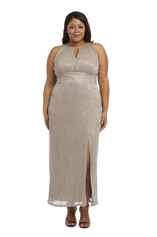 Gold R&M Richards 9283W Long Plus Size Metallic Dress for $74.99 – The ...