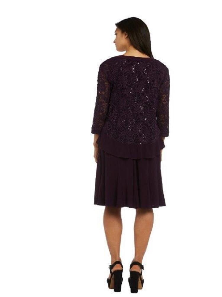 R&M Richards Short Cocktail Jacket Dress Plum - The Dress Outlet R&M Richards