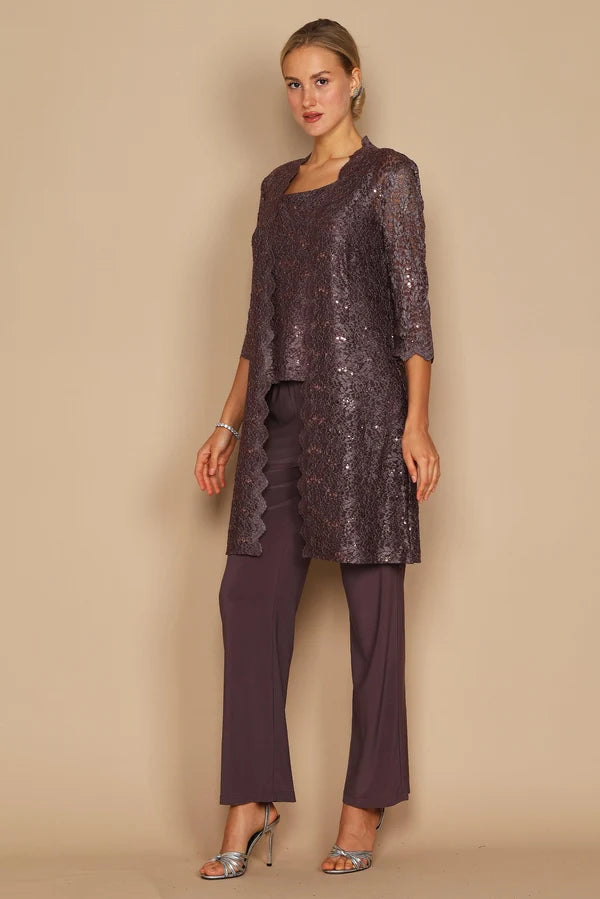 Metallic Lace Pant Suit R&M Richards 1993