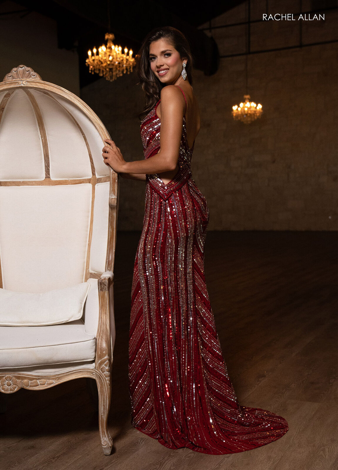 Prom Dresses Long Formal Beaded Evening Prom Dress Rachel Allan 70760 Burgundy Multi
